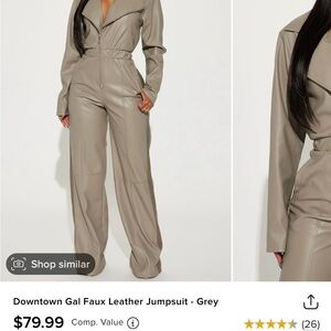 Grey Downtown Faux Leather Jumpsuit